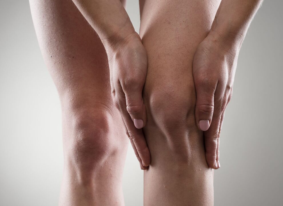 Osteoarthritis of the knee joint, manifested by pain and stiffness